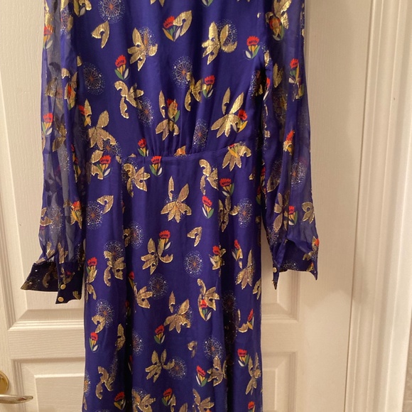 SOLD Sezane Adele silk Dress- "electric blue floral" Size 36 - Picture 9 of 12